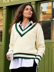 Baukjen Cream Kertinker Wool Blend Cricket Jumper - Image 2 of 4