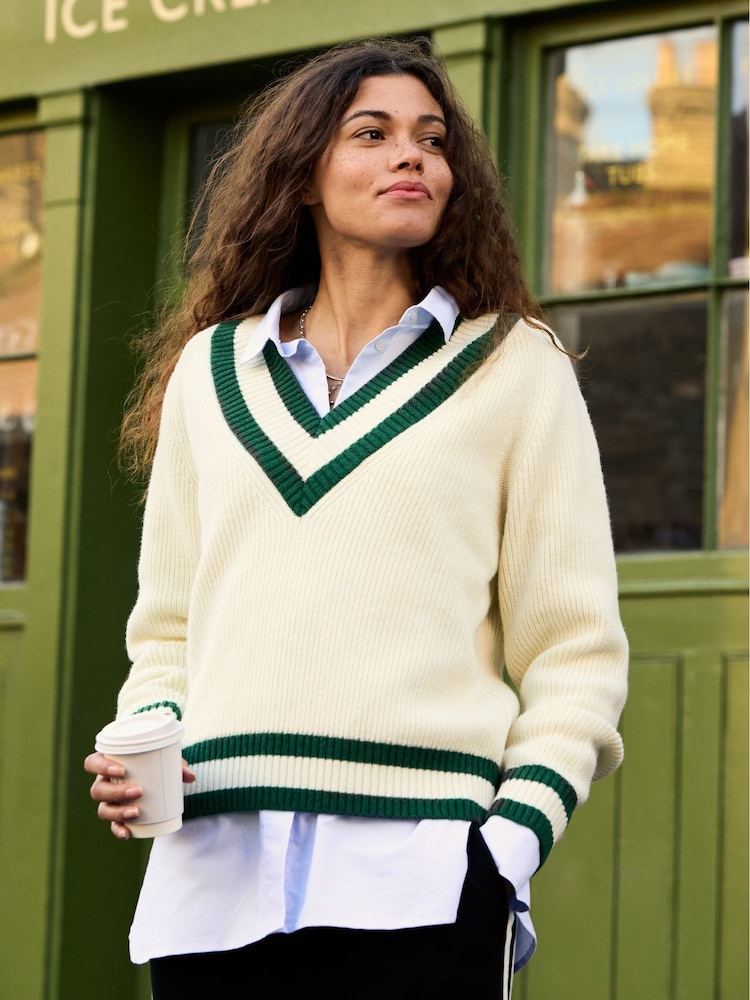 Baukjen Cream Kertinker Wool Blend Cricket Jumper - Image 2 of 4
