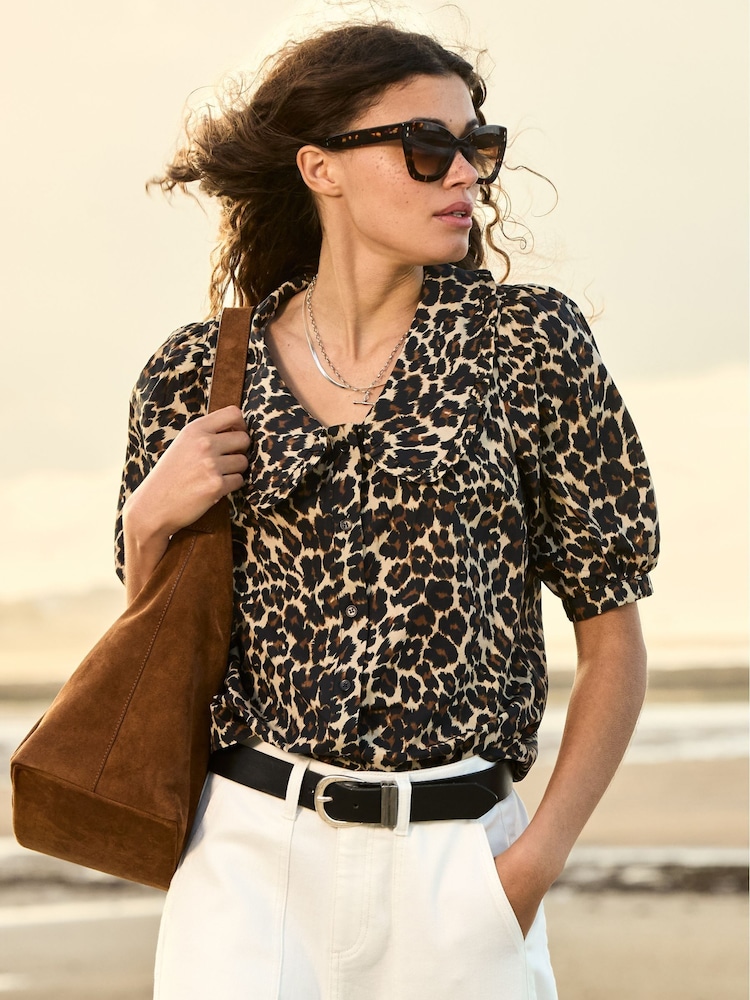 Baukjen Courtney 100% Cotton Collar Brown Shirts - Image 1 of 5