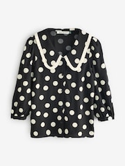 Baukjen Sosha Printed Collar Detail  Black Polka Dot Print Blouse - Image 1 of 1