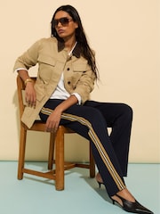Baukjen Blue Marjorie Side Stripe Ponte Trousers - Image 1 of 5