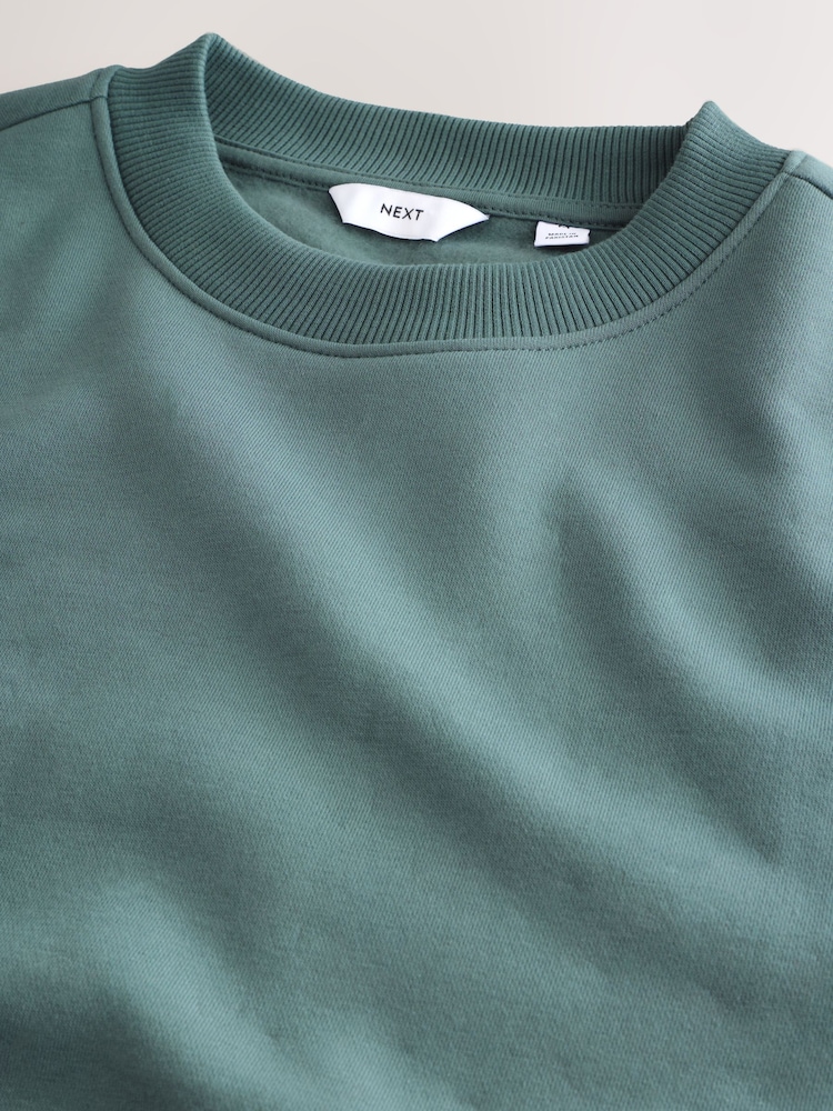 Blue Regular Fit Heavyweight Cotton Rich Crew Sweatshirt - Image 7 of 7 Blue Regular Fit Heavyweight Cotton Rich Crew Sweatshirt - Image 7 of 7