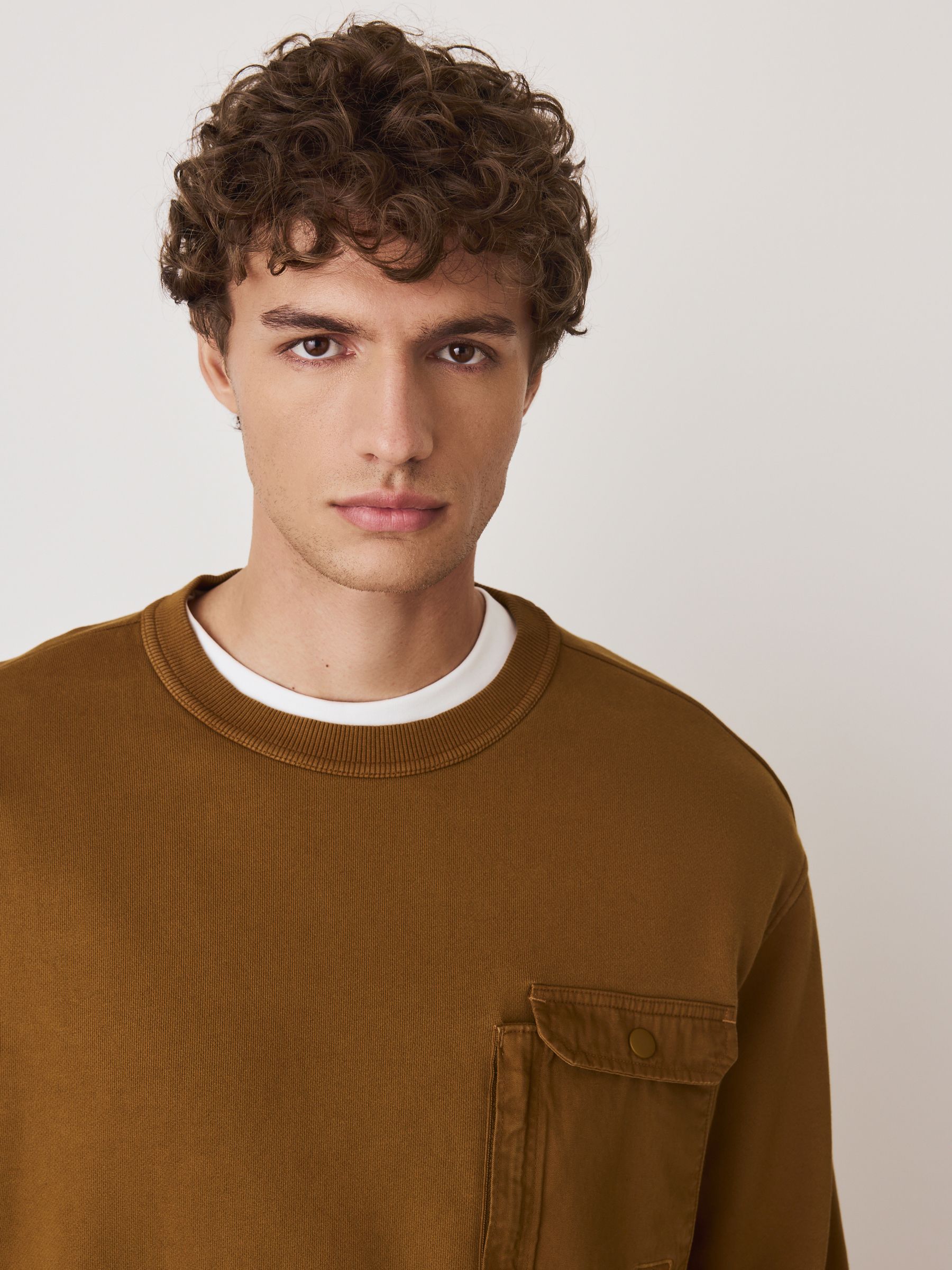 Buy Ochre Yellow Garment Washed Utility Crew Neck Sweatshirt from