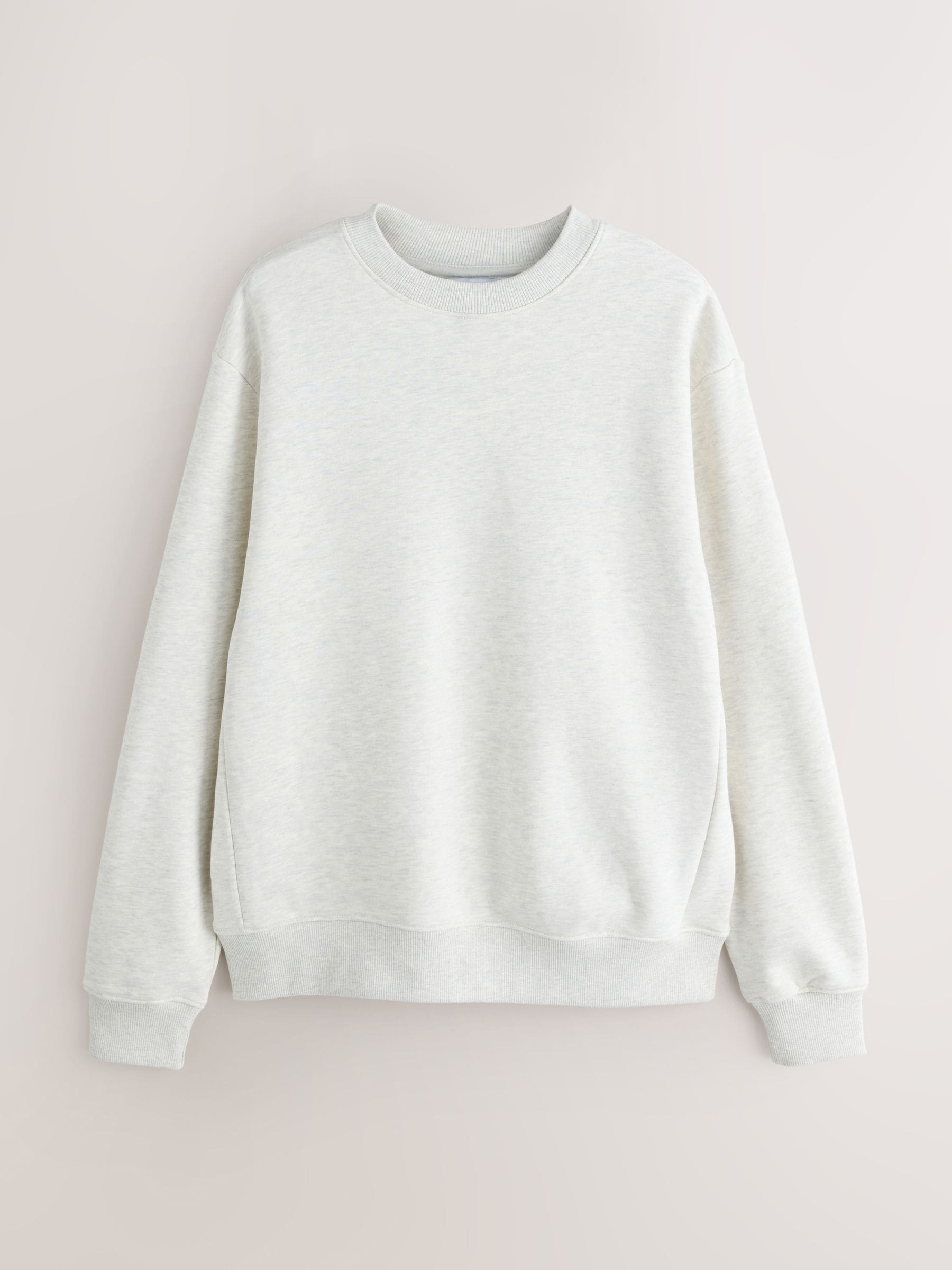 Buy Ecru Marl Regular Fit Heavyweight Cotton Rich Crew Neck