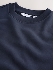 Navy Blue Regular Fit Heavyweight Cotton Rich Crew Neck Sweatshirt - Image 8 of 9