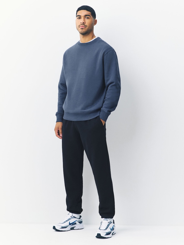 Steel Blue Regular Fit Heavyweight Cotton Rich Crew Sweatshirt - Image 2 of 7 Steel Blue Regular Fit Heavyweight Cotton Rich Crew Sweatshirt - Image 2 of 7