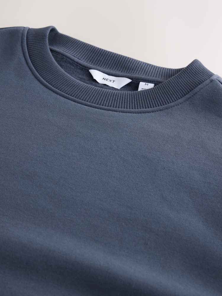 Steel Blue Regular Fit Heavyweight Cotton Rich Crew Sweatshirt - Image 7 of 7 Steel Blue Regular Fit Heavyweight Cotton Rich Crew Sweatshirt - Image 7 of 7