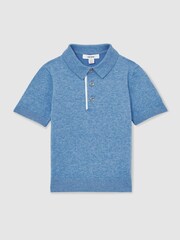 Reiss Blue Finch Contrast Placket Polo Shirt With Cotton - Image 2 of 4