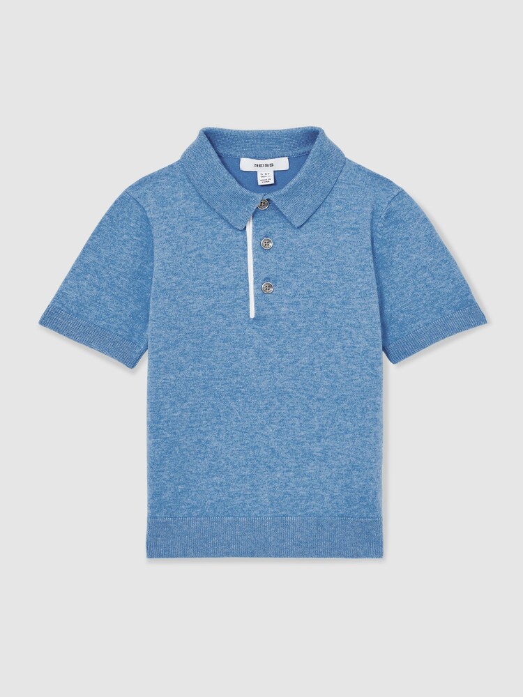 Reiss Blue Finch Contrast Placket Polo Shirt With Cotton - Image 2 of 4