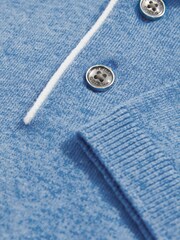 Reiss Blue Finch Contrast Placket Polo Shirt With Cotton - Image 4 of 4