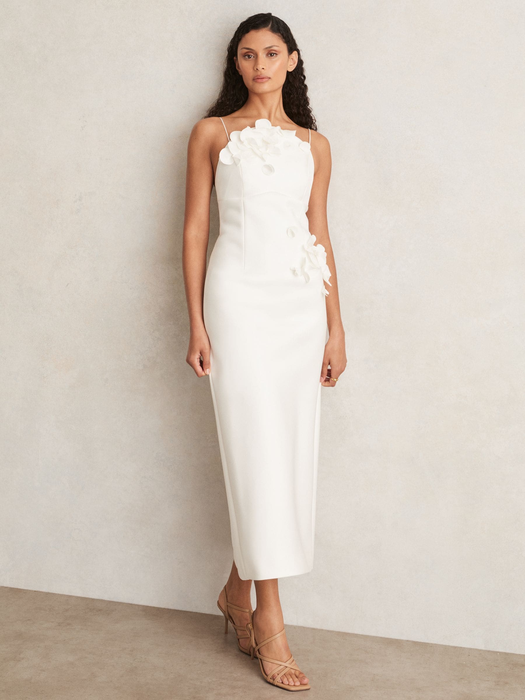 Acler Bilston Floral-embellishment Midi Dress In White
