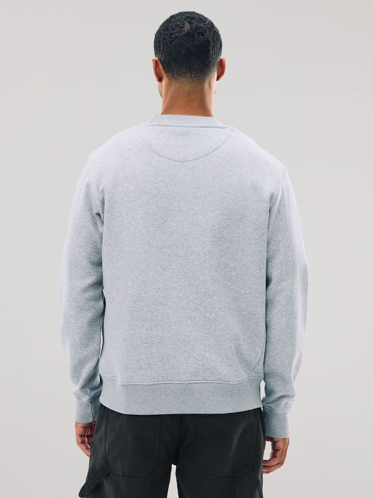 Grey Regular Fit Heavyweight Cotton Rich Crew Neck Sweatshirt - Image 3 of 3