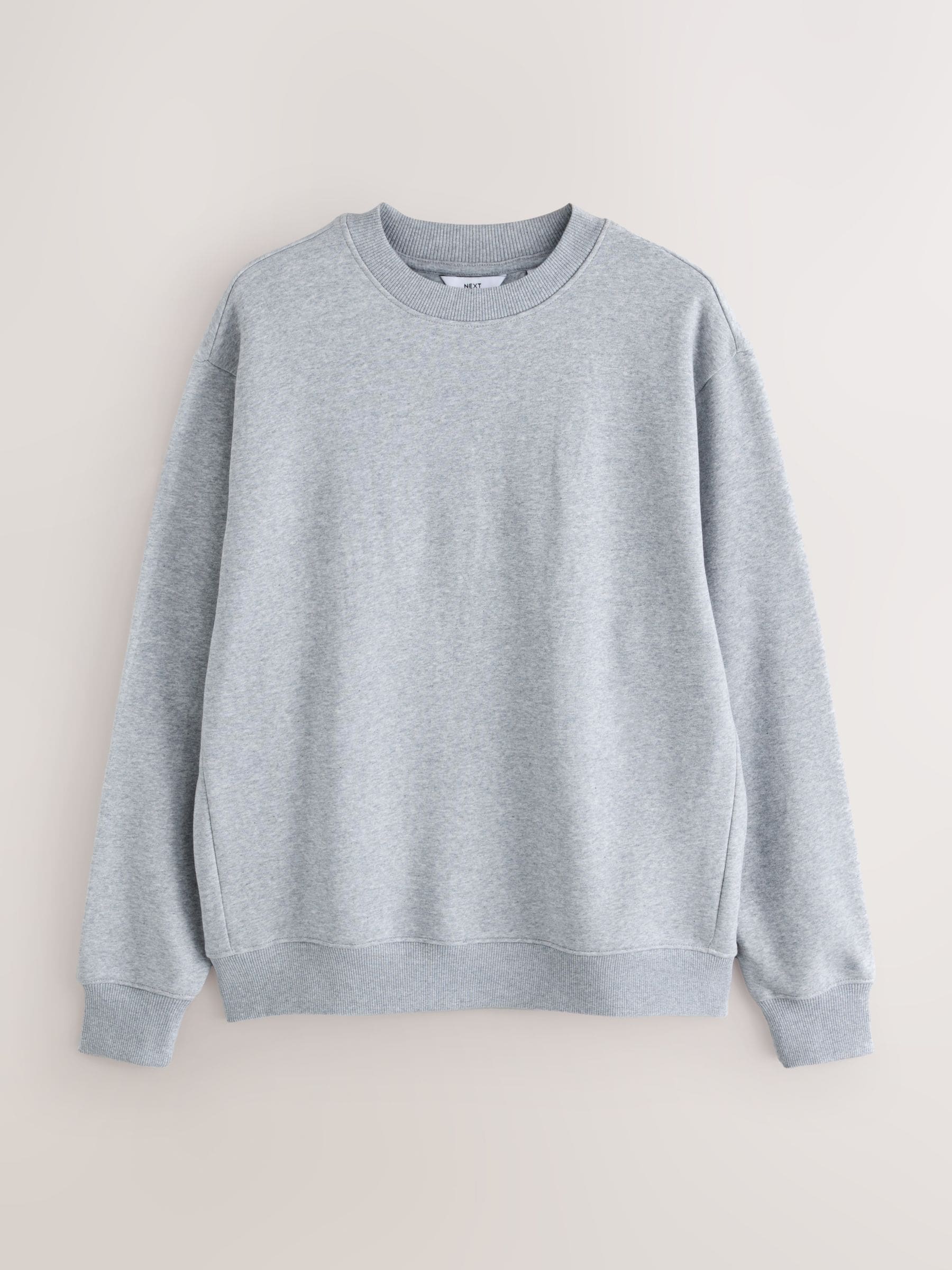 Buy Grey Regular Fit Heavyweight Cotton Rich Crew Sweatshirt from