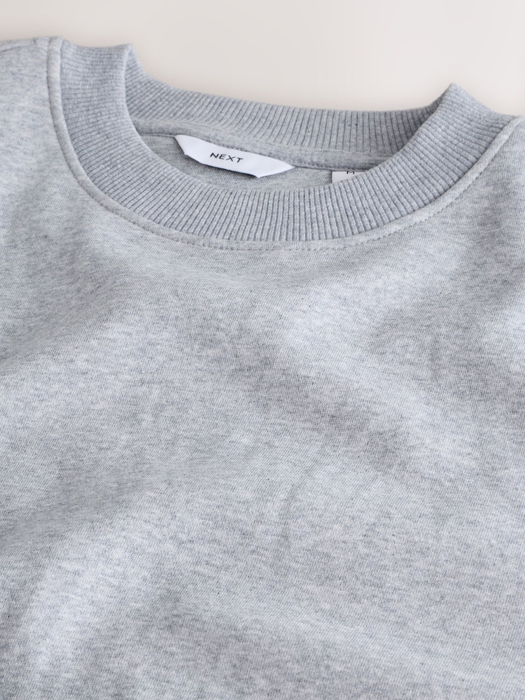 Grey Regular Fit Heavyweight Cotton Rich Crew Sweatshirt - Image 7 of 7 Grey Regular Fit Heavyweight Cotton Rich Crew Sweatshirt - Image 7 of 7