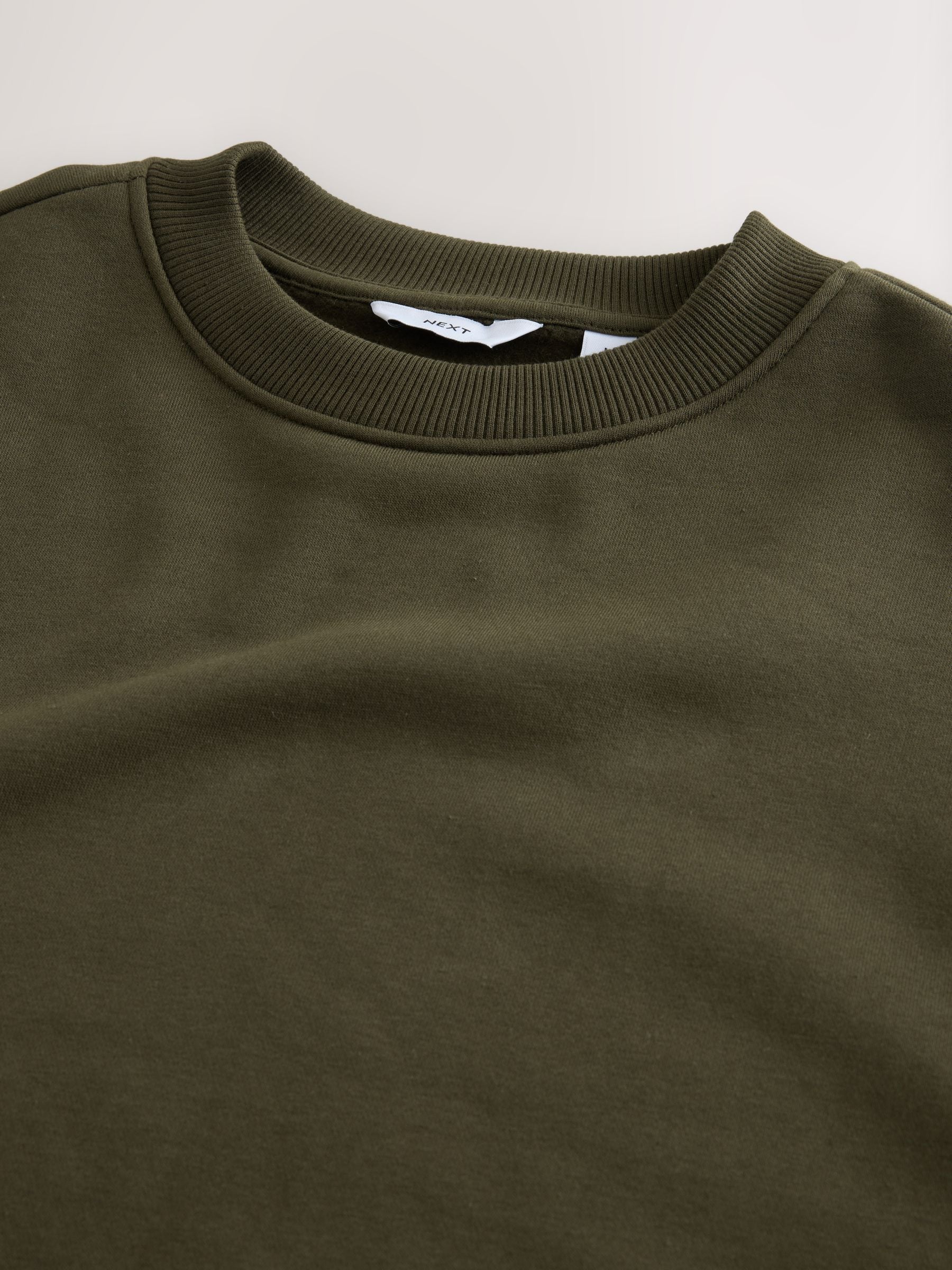 Buy Khaki Green Regular Fit Heavyweight Cotton Rich Crew Neck