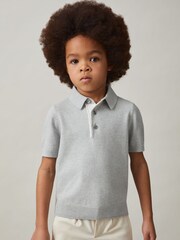 Reiss Washed Sage Finch Contrast Placket Polo Shirt With Cotton - Image 3 of 4