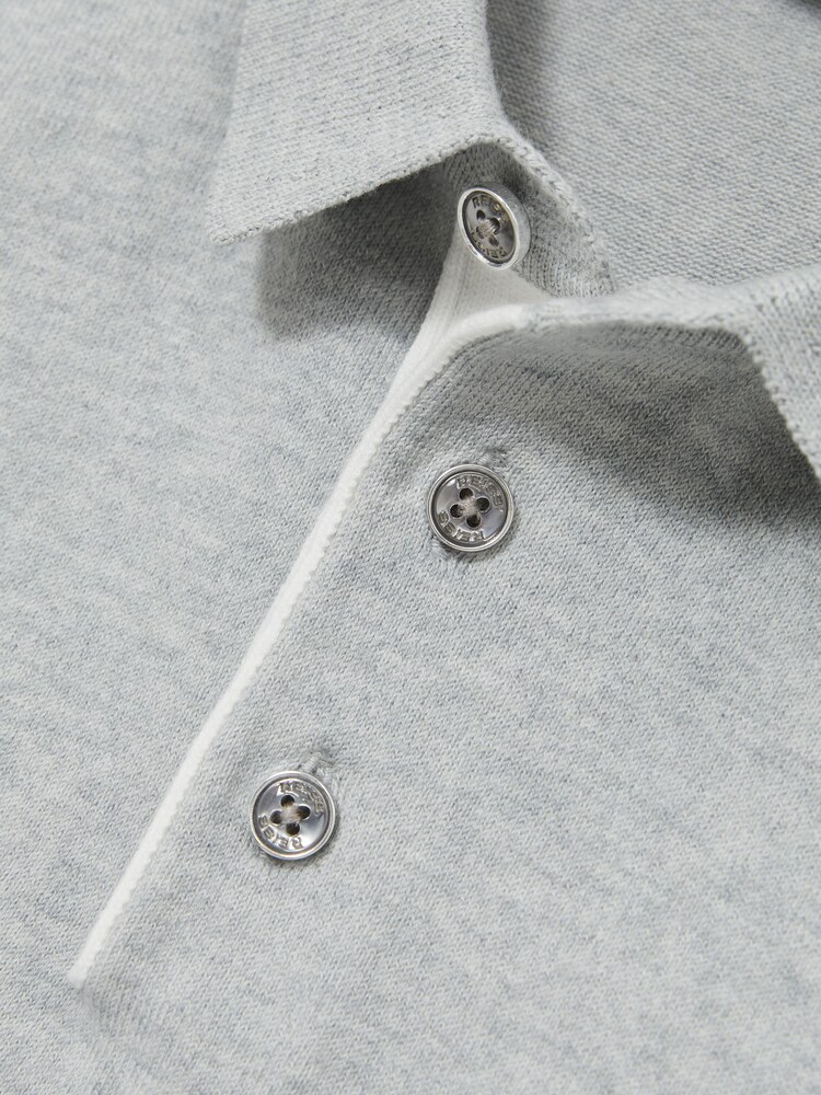 Reiss Washed Sage Finch Contrast Placket Polo Shirt With Cotton - Image 4 of 4