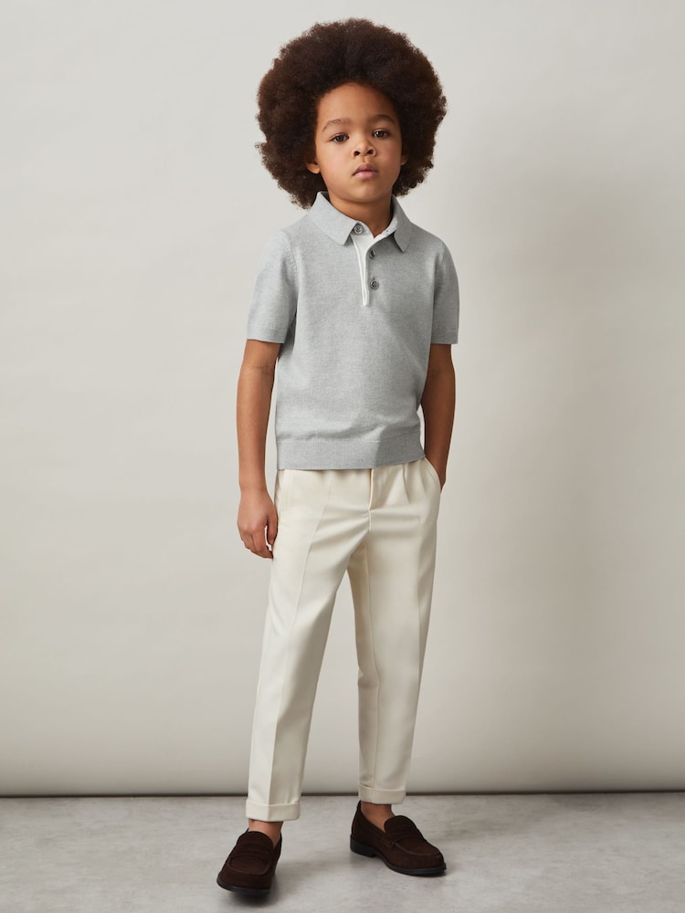 Reiss Washed Sage Finch Contrast Placket Polo Shirt With Cotton - Image 1 of 4