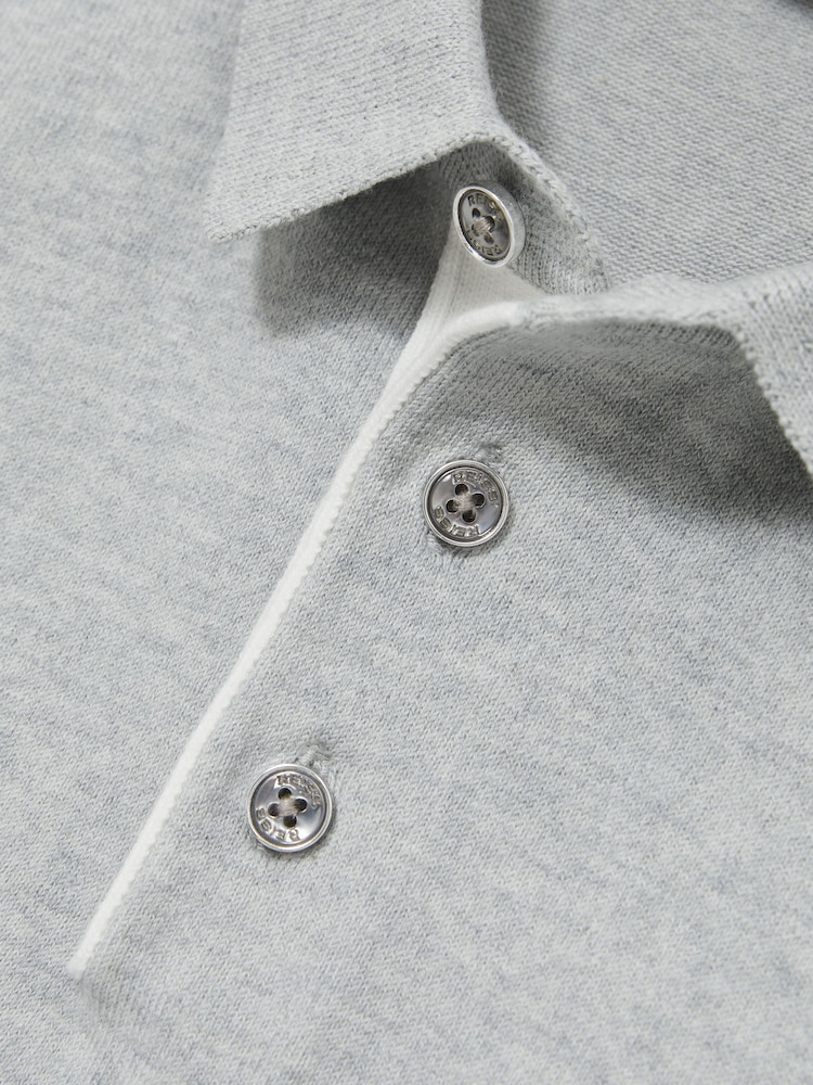 Reiss Washed Sage Finch Contrast Placket Polo Shirt With Cotton - Image 4 of 4