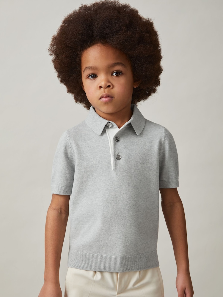 Reiss Washed Sage Finch Contrast Placket Polo Shirt With Cotton - Image 1 of 4