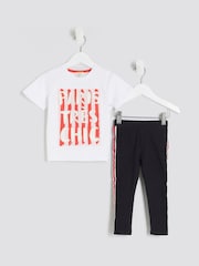 طقم من تيشرت وبنطلون ضيق مخطط للبنات من River Island - صورة 1 من 5