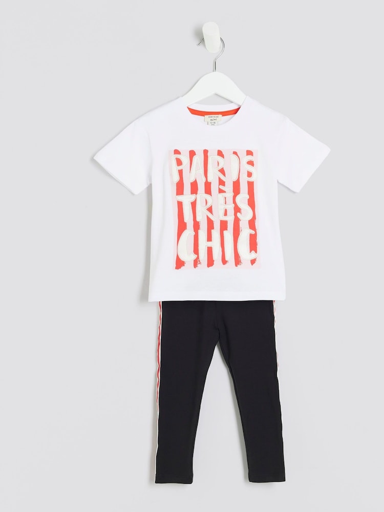 طقم من تيشرت وبنطلون ضيق مخطط للبنات من River Island - صورة 5 من 5