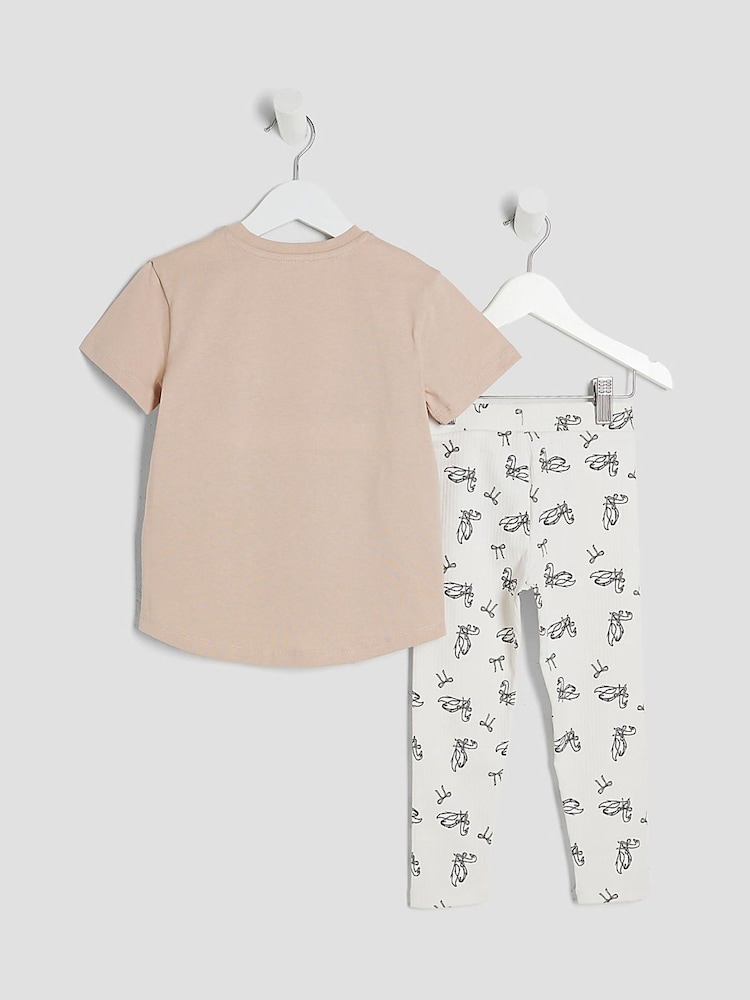 River Island Brown Girls Swan T-Shirt And Leggings Set - Image 2 of 4 River Island Brown Girls Swan T-Shirt And Leggings Set - Image 2 of 4