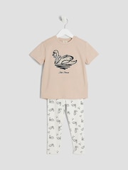 River Island Brown Girls Swan T-Shirt And Leggings Set - Image 3 of 4