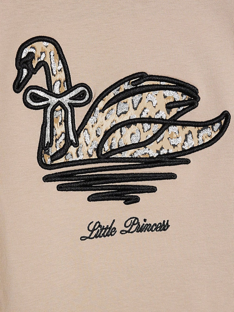 River Island Brown Girls Swan T-Shirt And Leggings Set - Image 4 of 4 River Island Brown Girls Swan T-Shirt And Leggings Set - Image 4 of 4
