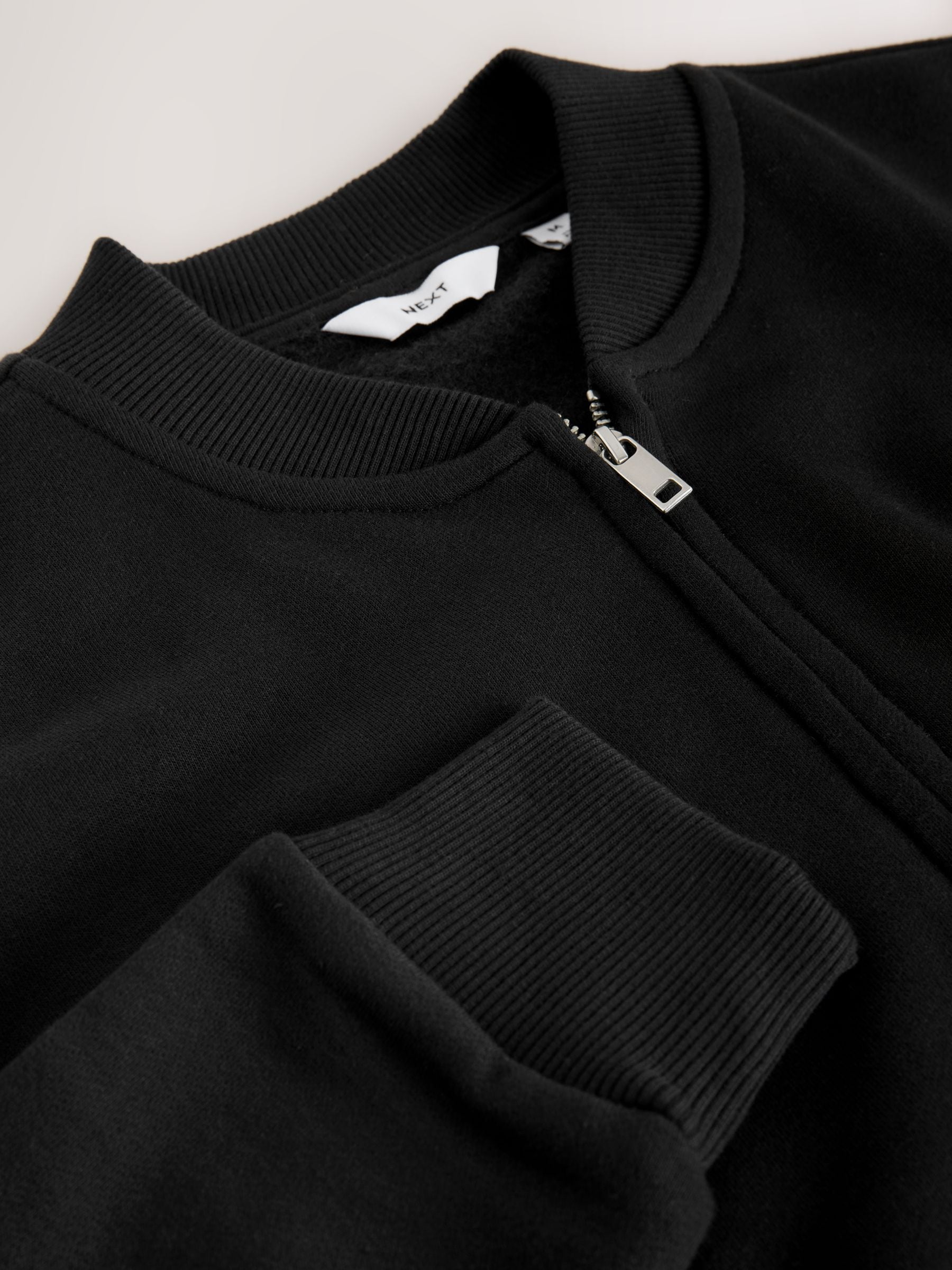 Buy Black Cotton Rich Full Zip Jersey Bomber Jacket from Next Romania