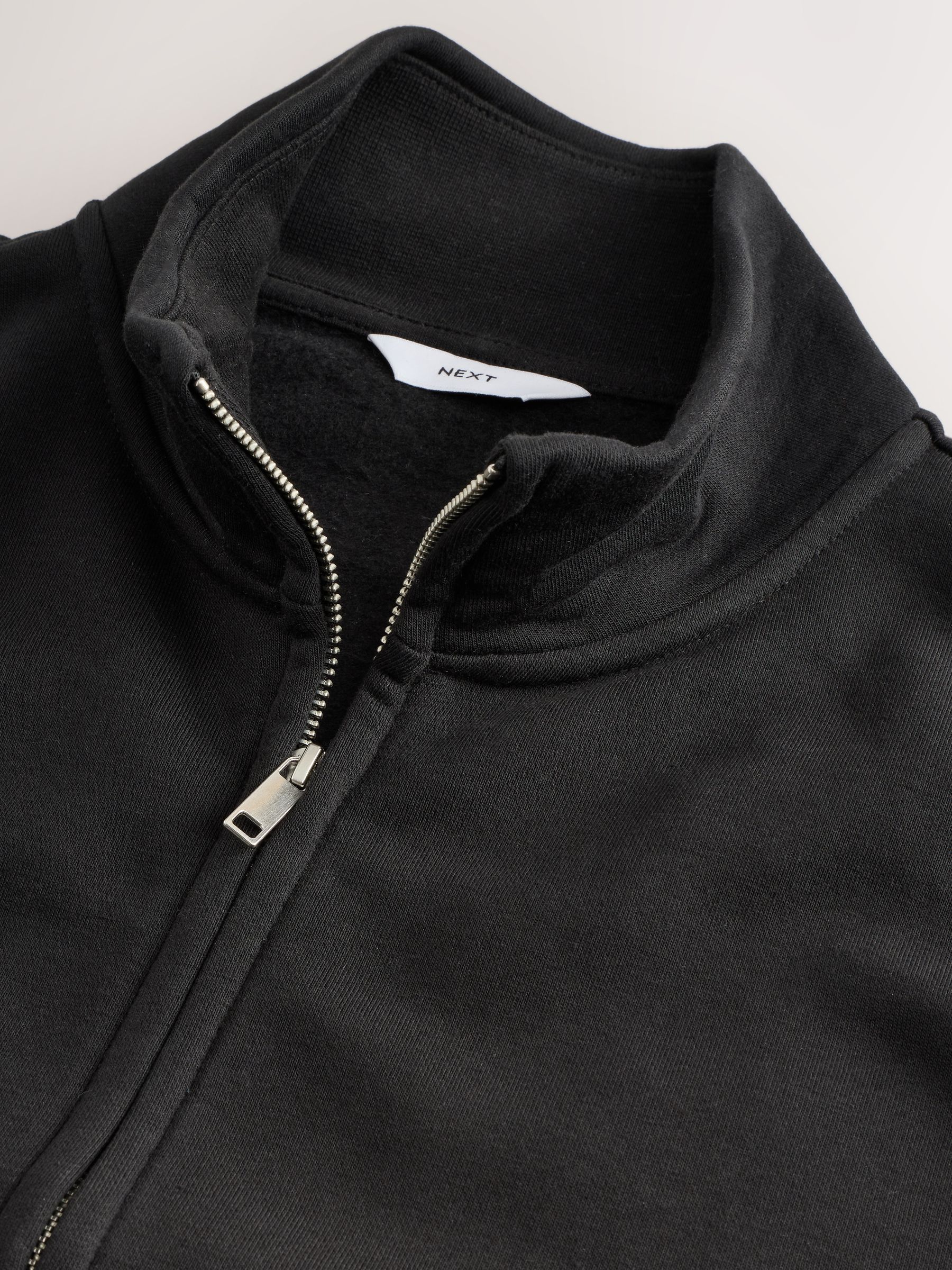 Buy Black Cotton Rich Jersey Full Zip Funnel Neck Sweatshirt from