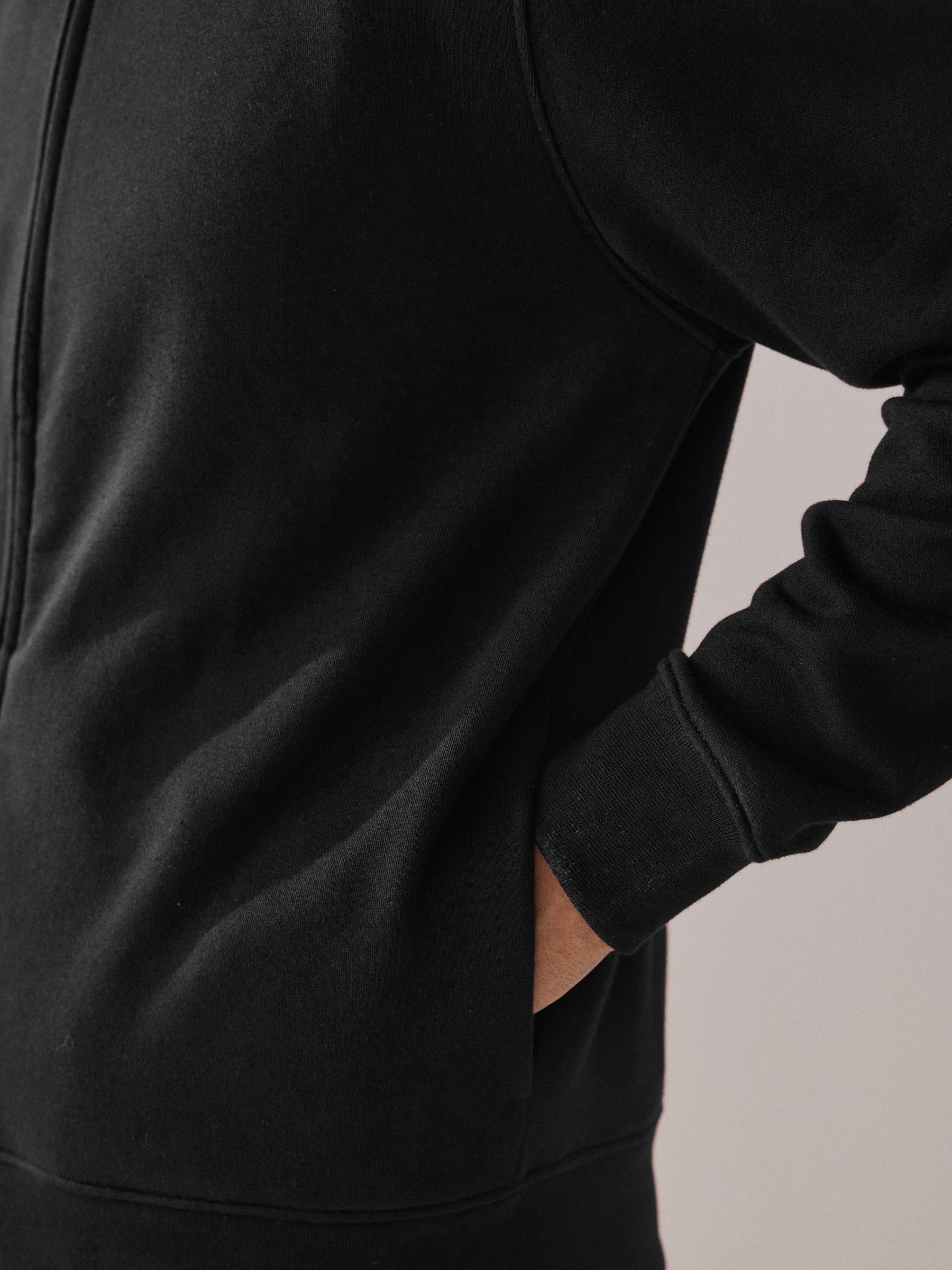 Buy Black Cotton Rich Jersey Full Zip Funnel Neck Sweatshirt from