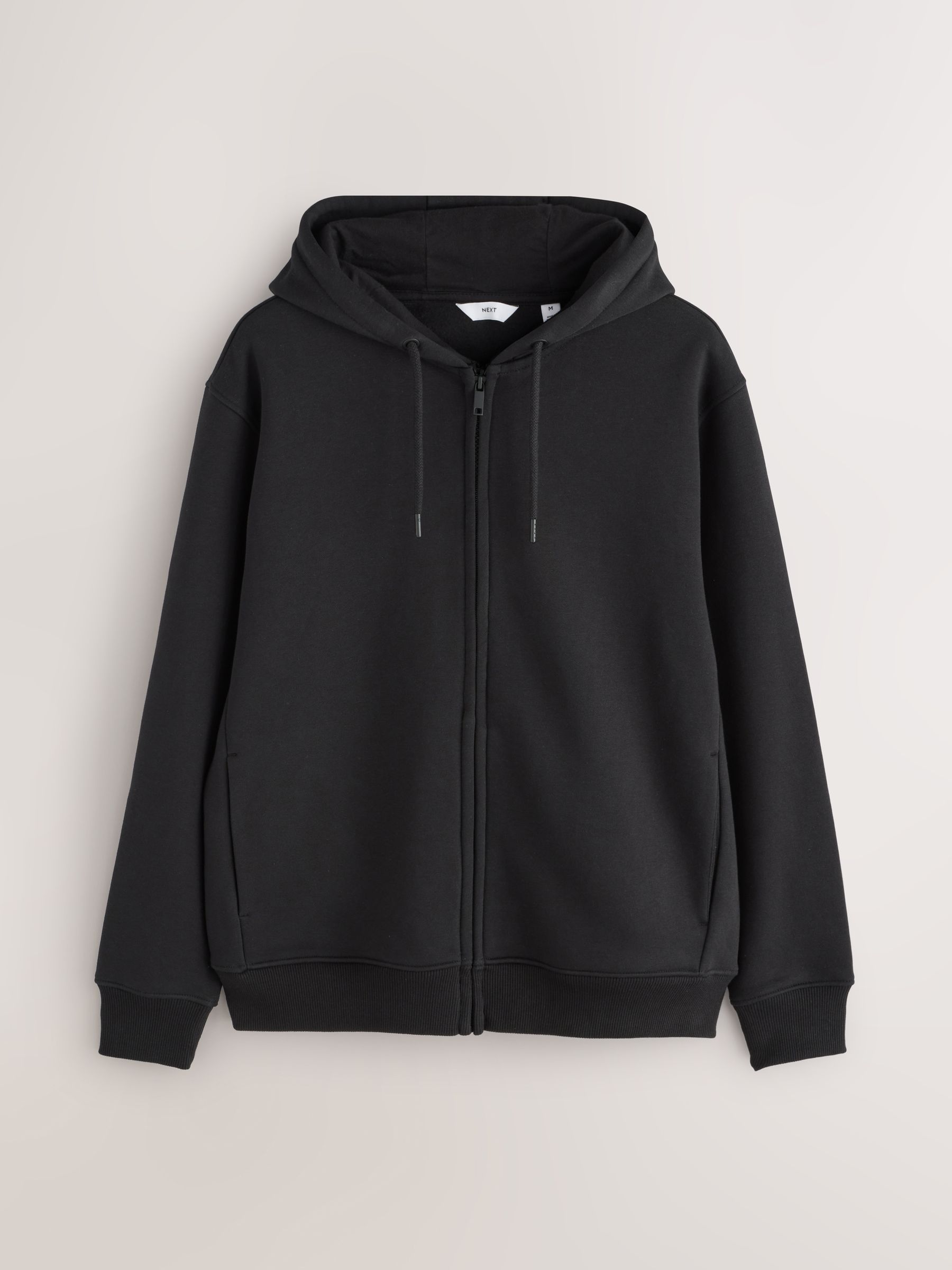 POS ZIP HOODIE / ブラック Buy Black Cotton Rich Heavyweight Jersey Full Zip Hoodie from Next