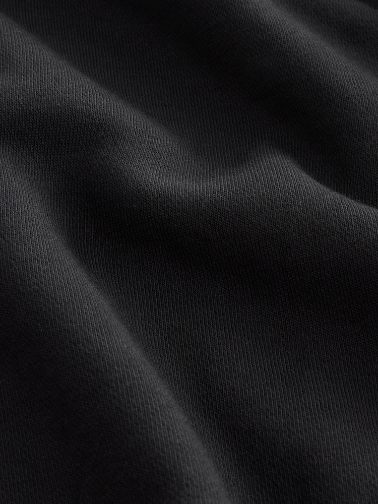 Black Cotton Rich Heavyweight Jersey Full Zip Hoodie - Image 8 of 8 Black Cotton Rich Heavyweight Jersey Full Zip Hoodie - Image 8 of 8