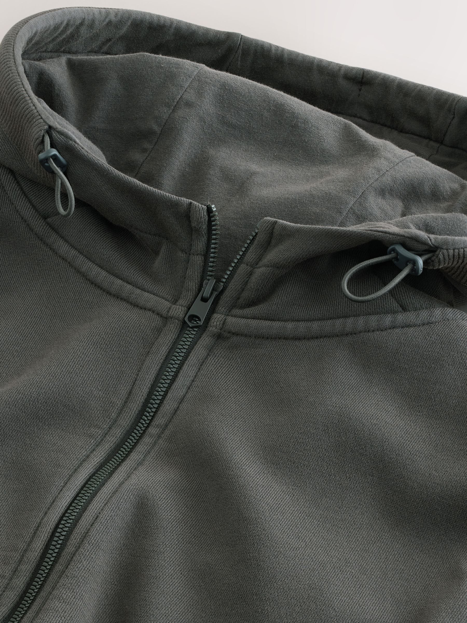 Buy Slate Grey Garment Washed Utility Full Zip Hoodie from the