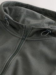 Slate Grey Garment Washed Utility Full Zip Hoodie - Image 10 of 10
