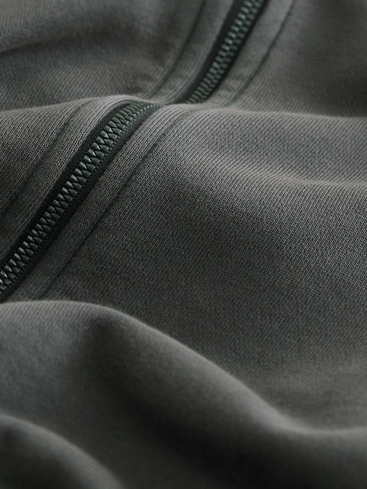 Slate Grey Garment Washed Utility Full Zip Hoodie - Image 2 of 3 Slate Grey Garment Washed Utility Full Zip Hoodie - Image 2 of 3