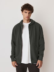 Slate Grey Garment Washed Utility Full Zip Hoodie - Image 4 of 10