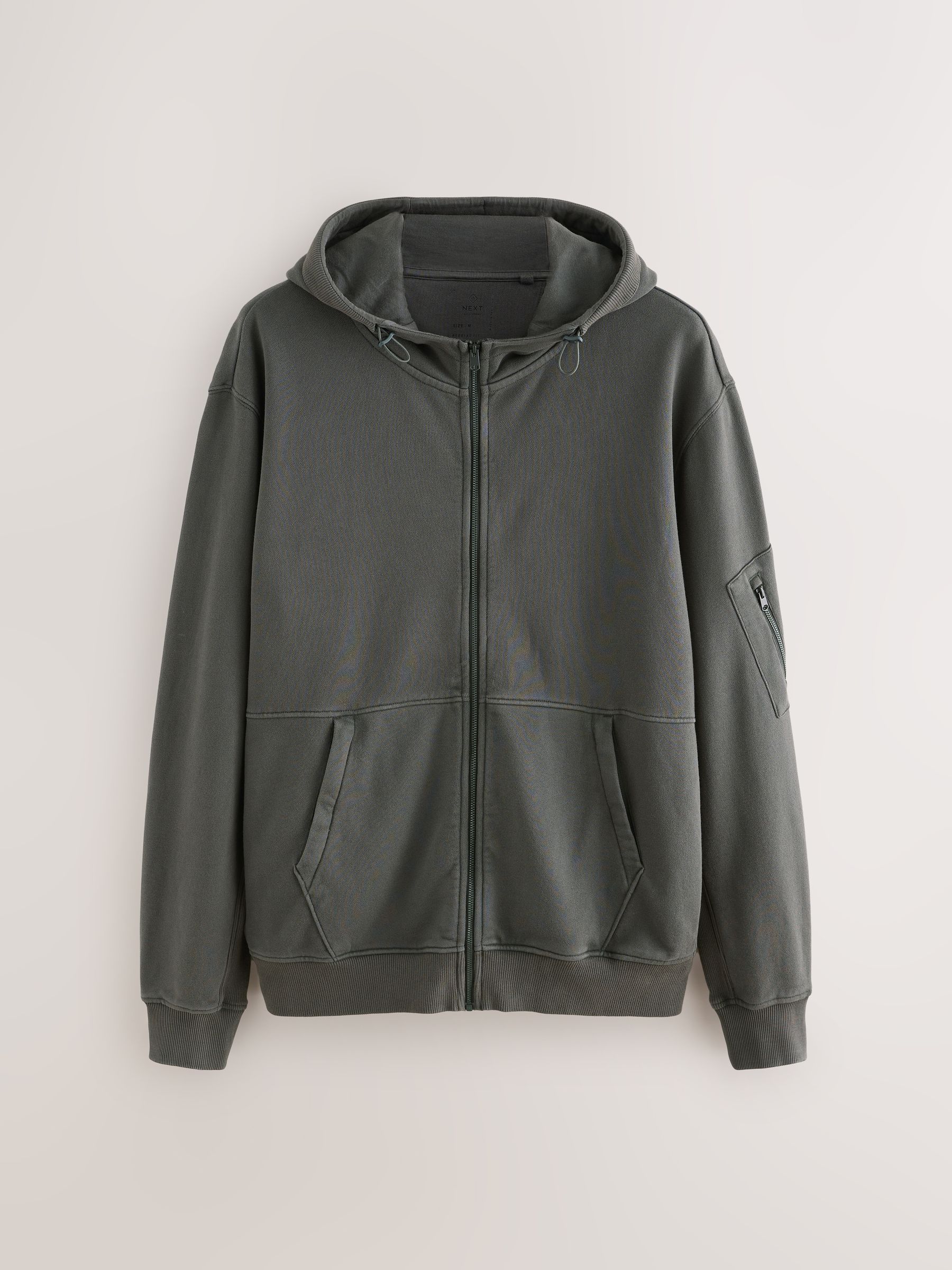 Buy Slate Grey Garment Washed Utility Full Zip Hoodie from the