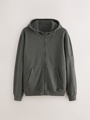 Slate Grey Garment Washed Utility Full Zip Hoodie - Image 8 of 10