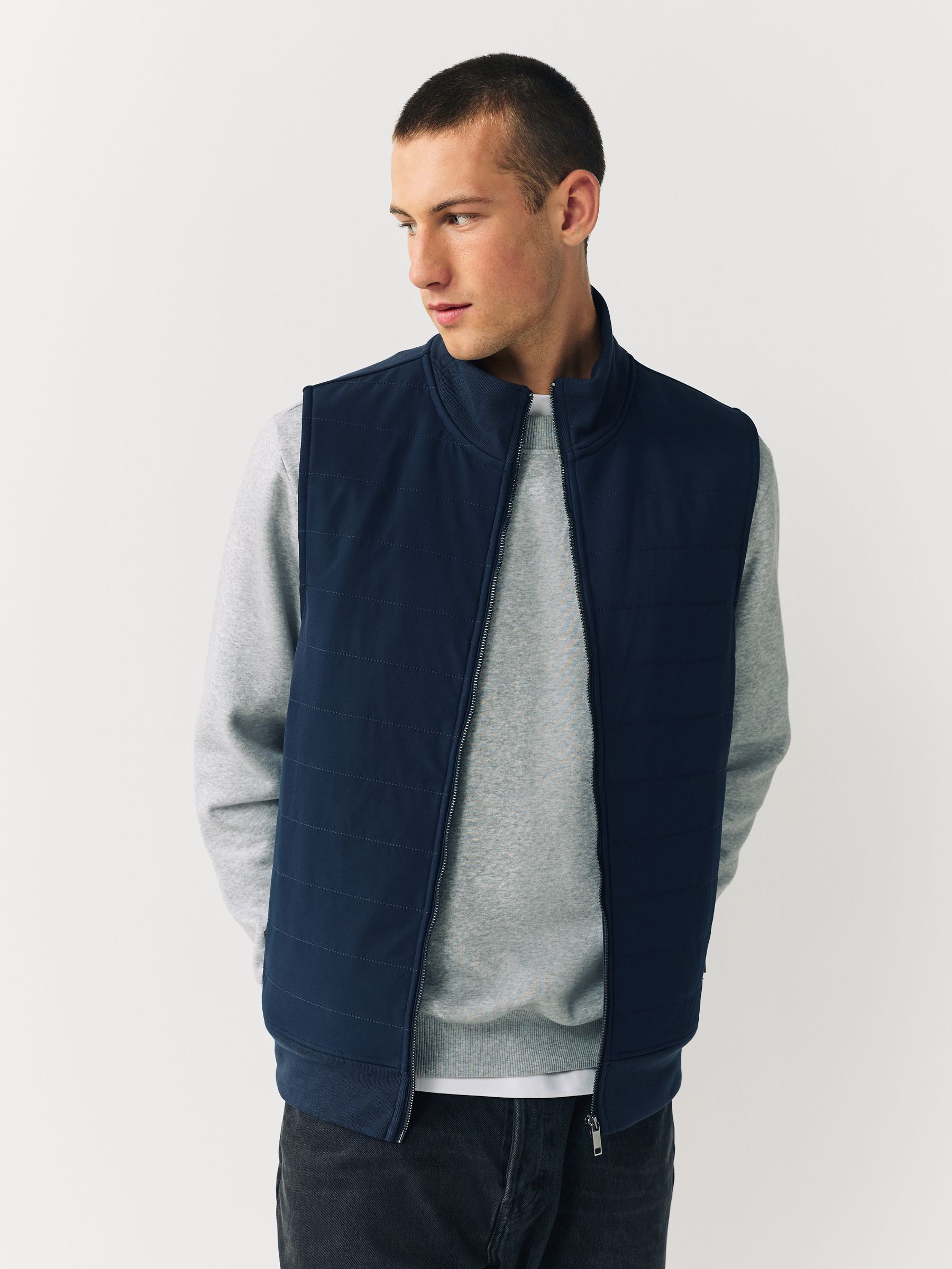 Buy Navy Blue Hybrid Full Zip Gilet from Next USA
