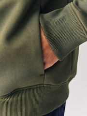 Khaki Green Cotton Rich Heavyweight Jersey Zip Up Hoodie - Image 5 of 5