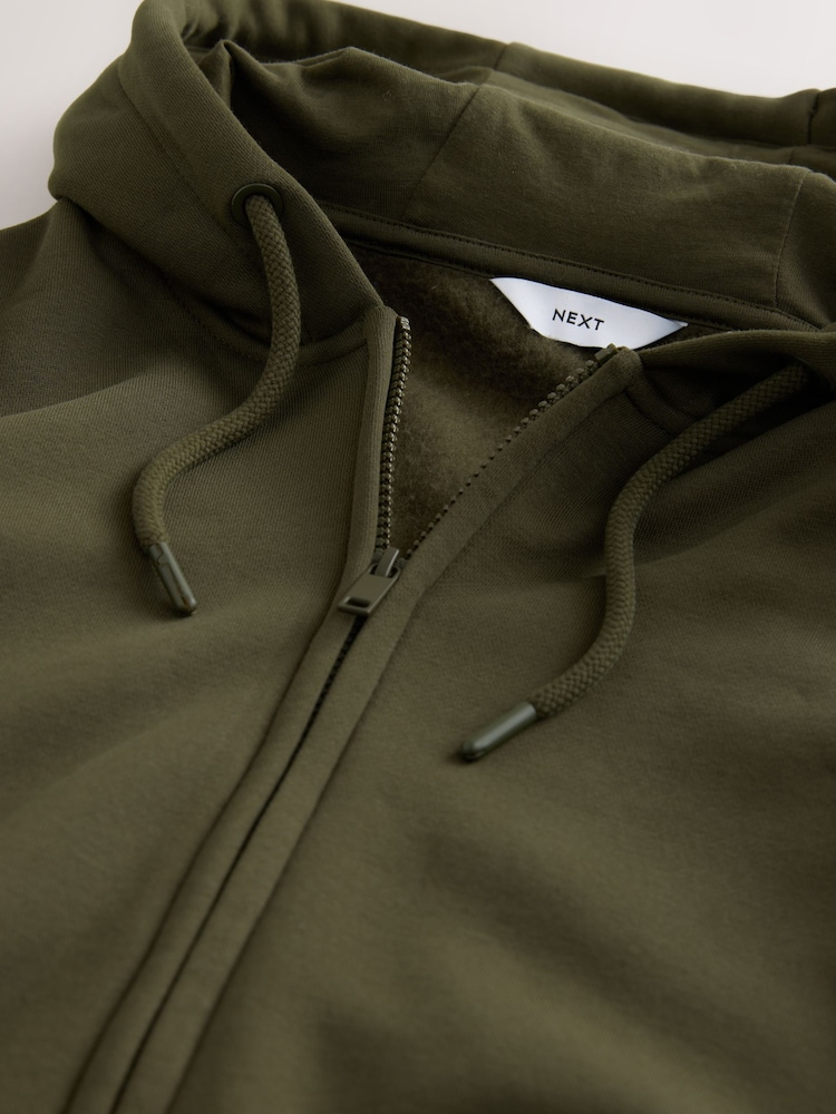 Khakigrün - Schwerer Jersey-Hoodie mit hohem Baumwollanteil und Reißverschluss - Bild 8 von 8
