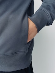 Blue Cotton Rich Jersey Zip Through Funnel Neck Sweatshirt - Image 5 of 9