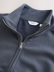 Blue Cotton Rich Jersey Zip Through Funnel Neck Sweatshirt - Image 9 of 9