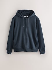 Navy Blue Cotton Rich Heavyweight Jersey Zip Up Hoodie - Image 1 of 3