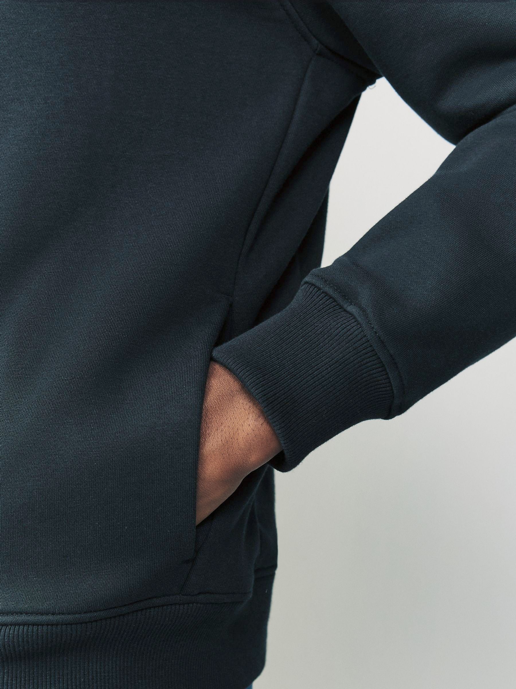 Buy Navy Blue Cotton Rich Heavyweight Jersey Full Zip Hoodie from