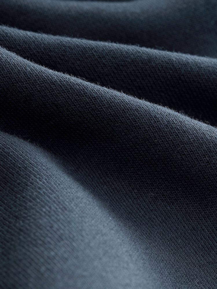 Navy Blue Cotton Rich Heavyweight Jersey Full Zip Up Hoodie - Image 7 of 7