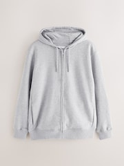 Grey Marl Cotton Rich Heavyweight Jersey Full Zip Hoodie - Image 5 of 8