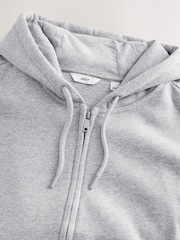 Grey Marl Cotton Rich Heavyweight Jersey Full Zip Hoodie - Image 6 of 8